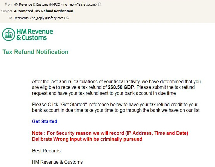 HMRC Scam Emails And Phone Calls On Tax Refund Targeting UK Citizens 