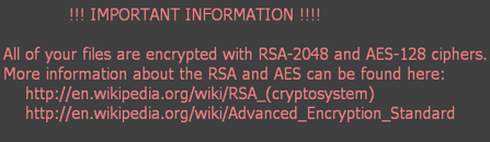 RSA-2048/AES-128 virus: “All of your files are encrypted with RSA-2048 and AES-128 ciphers”