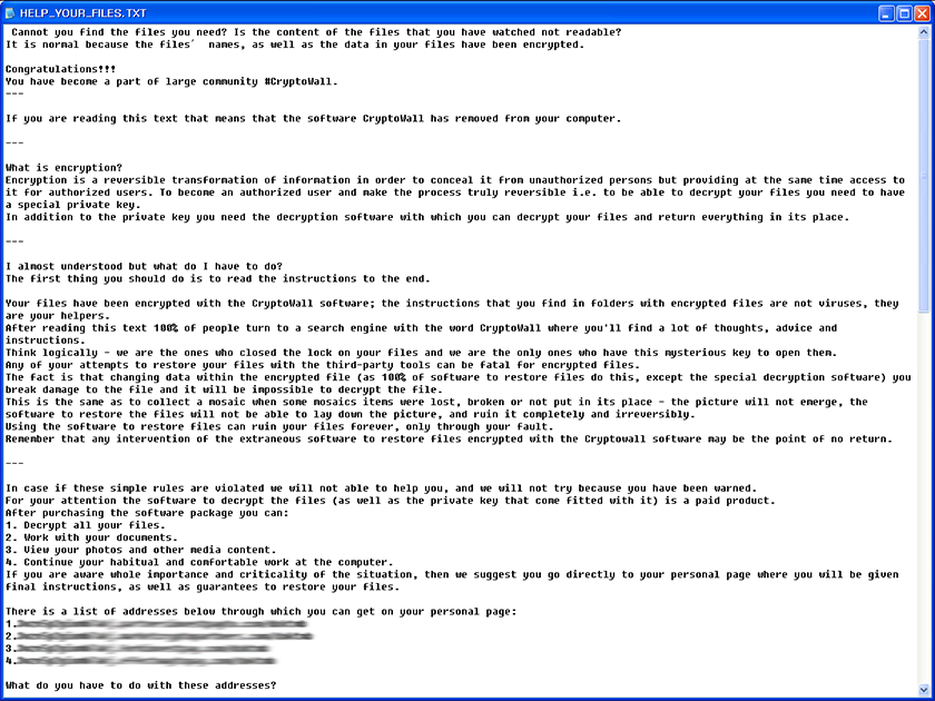 Ransom instructions in HELP_YOUR_FILES.TXT document