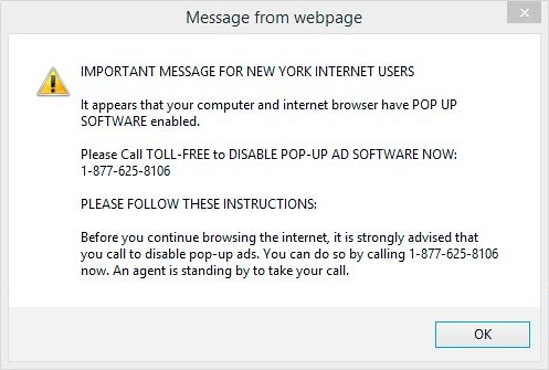 The untrustworthy 'Message from webpage' popup