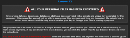 Decrypt Ransom32: NW.js javascript ransomware removal
