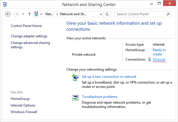 Select current Local Area Connection