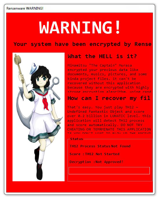 Rensenware warning screen