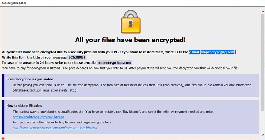 The .adobe file virus displays HTA ransom note