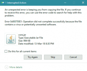easybee software error code 1104