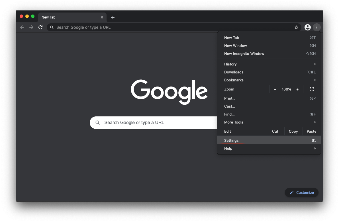 Go to Settings in Chrome