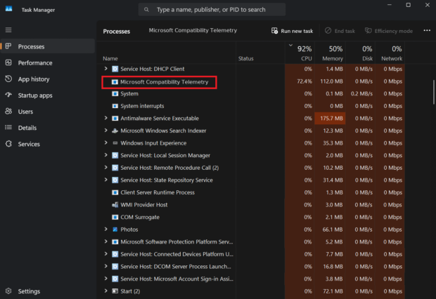 Microsoft Compatibility Telemetry high CPU