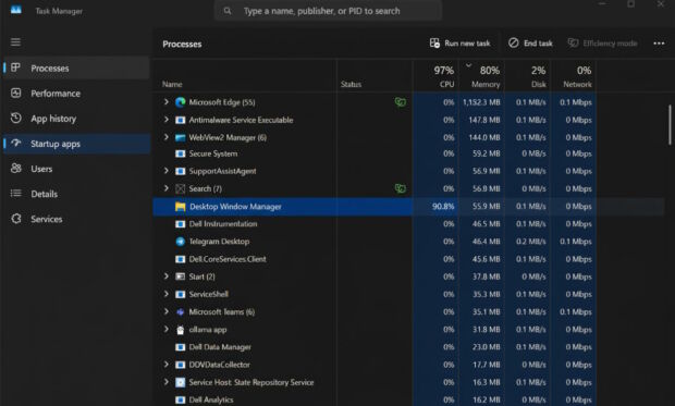 Desktop Window Manager (dmw.exe) high CPU process in Task Manager - Windows 11