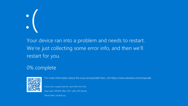 Your device ran into a problem and needs to restart - Windows error