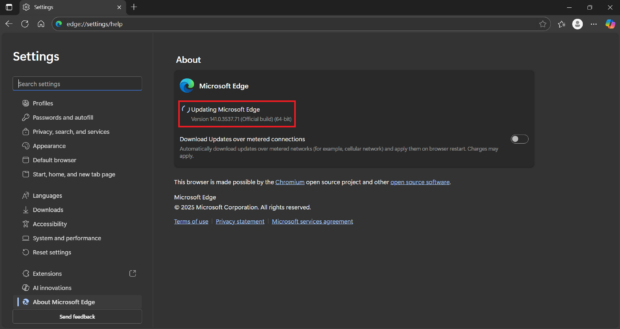 Edge WebView2 update - Step 6