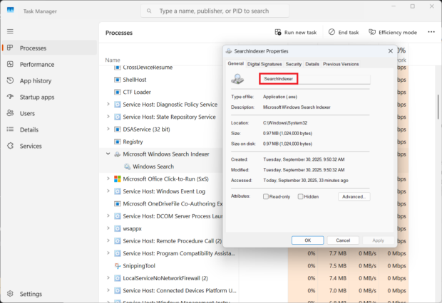 SearchIndexer properties