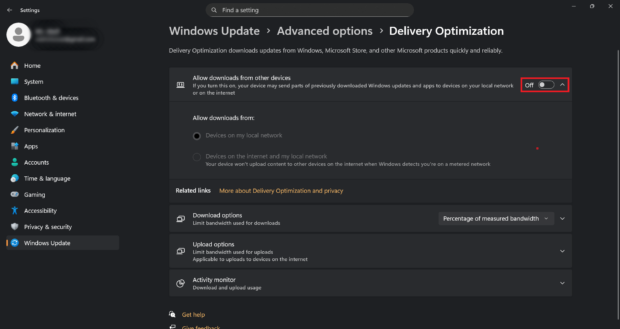Windows Update Delivery Optimization