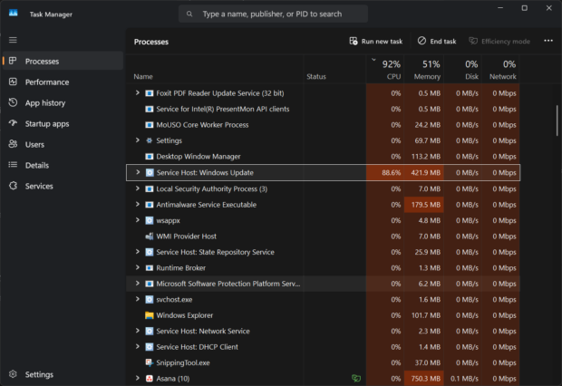 Windows Update Service - high CPU usage