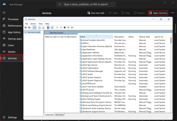 Cross-check with the Services console