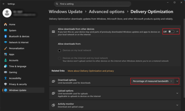 Reduce Delivery Optimization impact
