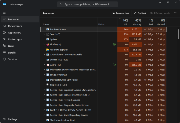 Runtime Broker high CPU & RAM