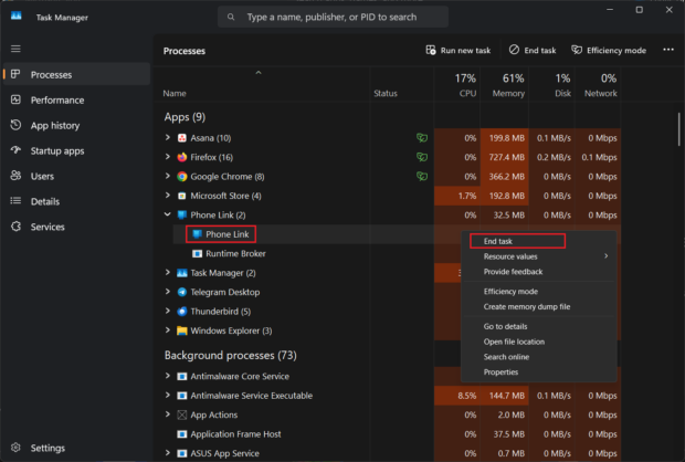 Step 3 - Restart Phone Link