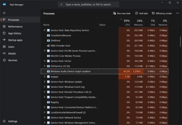 Windows Audio Device Graph Isolation high CPU