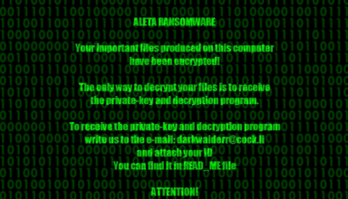 Decrypt and remove .aleta file extension ransomware (upd. Dec. 2017)