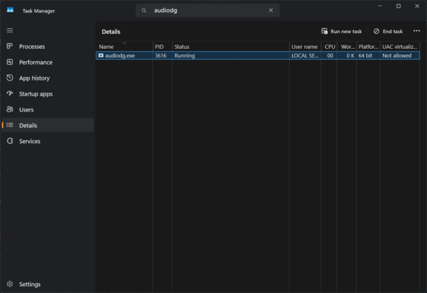 audiodg - Validation and Monitoring section