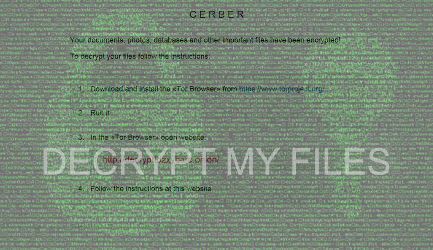 Cerber ransomware: DECRYPT MY FILES virus removal (Jul. 2017 upd.)