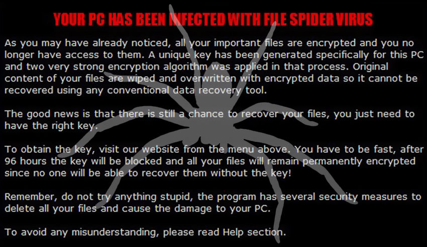 File Spider ransomware removal: decrypt .spider virus files