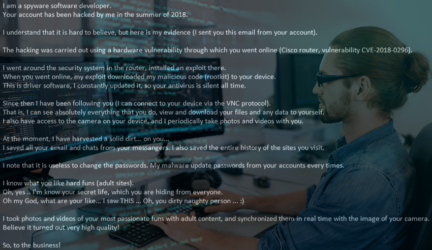 “I am a spyware software developer” scam removal