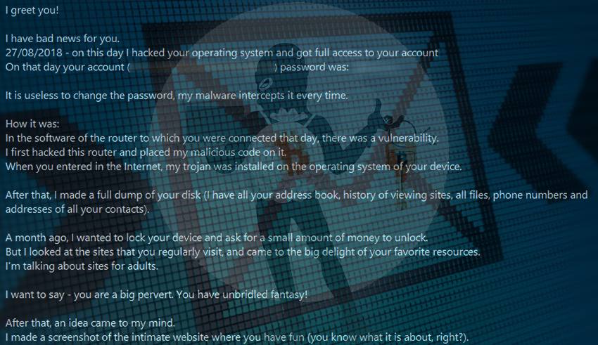 “I greet you! I have bad news for you” email scam removal