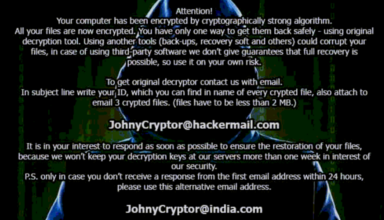 JohnyCryptor ransomware: decrypt .johnycryptor@hackermail.com.xtbl virus files