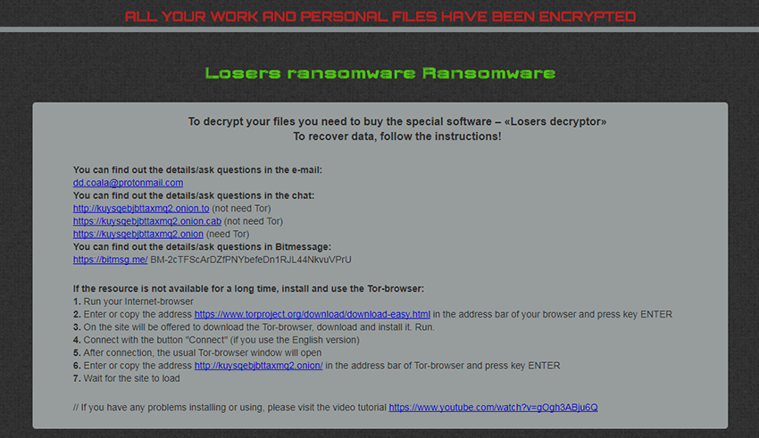 Losers ransomware – how to decrypt .losers extension files