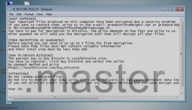 Decrypt .master ransomware files – BTCWare virus variant