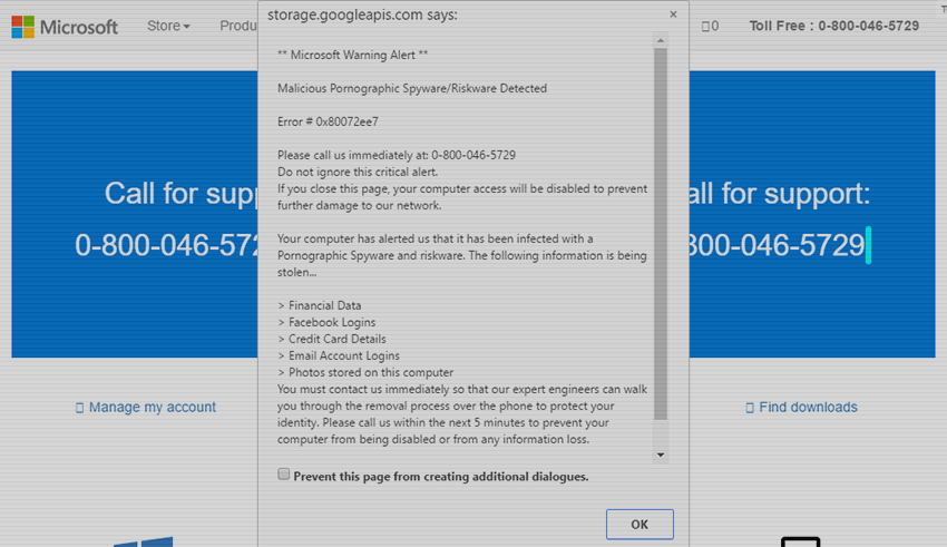 Microsoft Warning Alert scam: remove fake virus popups