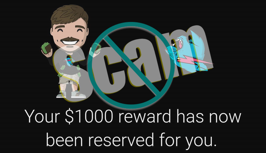 Mr Beast $1000 giveaway: website scam & pop-up removal