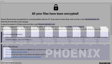 Decrypt .phoenix files virus: Phoenix-Phobos ransomware removal