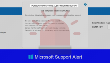 Remove “Pornographic virus alert from Microsoft” scam popup