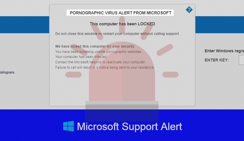 Remove “Pornographic virus alert from Microsoft” scam popup