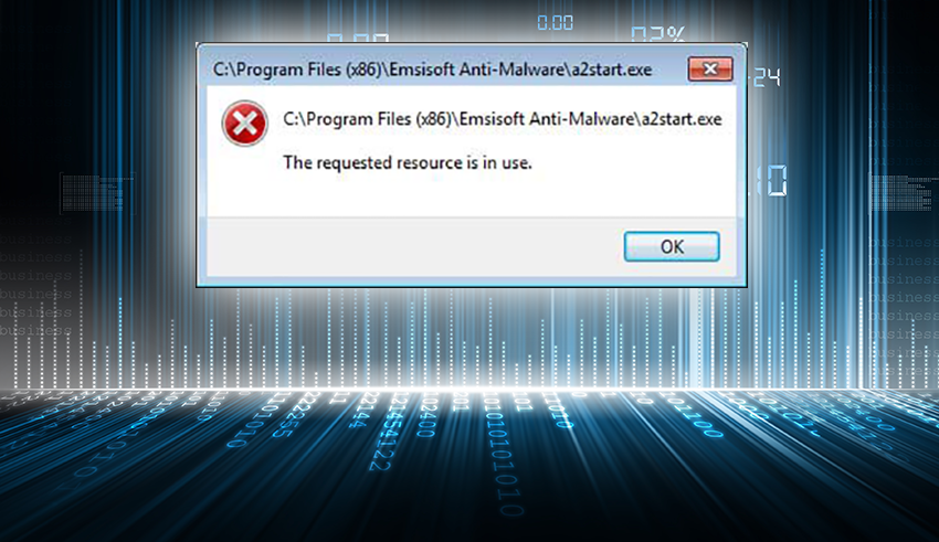 “The requested resource is in use” virus popups in Windows
