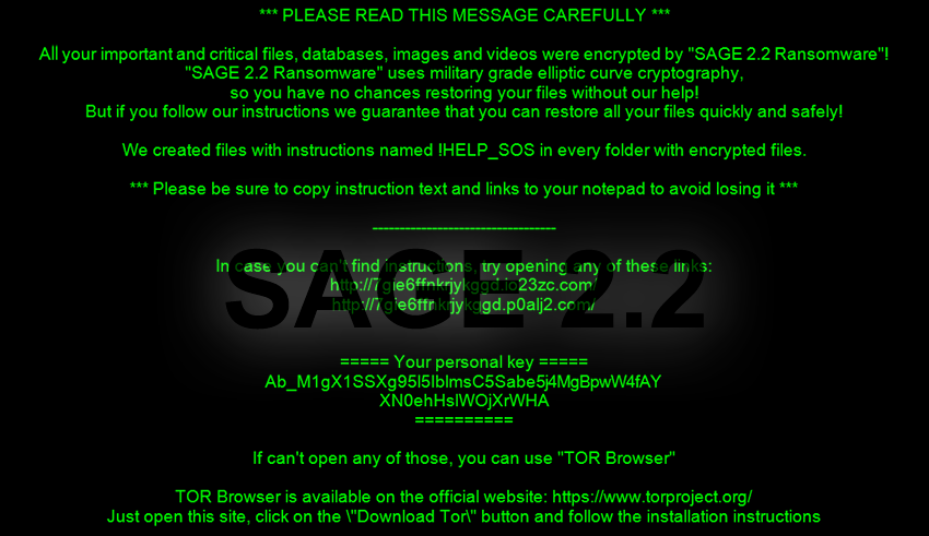 Decrypt and remove SAGE 2.2 ransomware