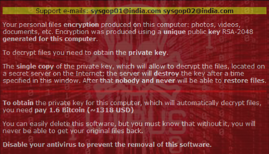 Sysgop01@india.com – CryptoLocker replica ransomware decryptor and removal