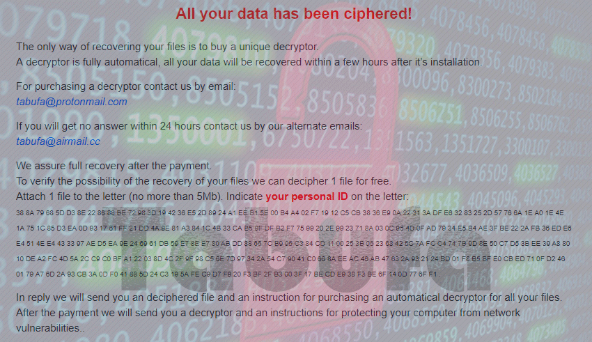Tabufa ransomware removal: .tabufa file extension virus decryptor