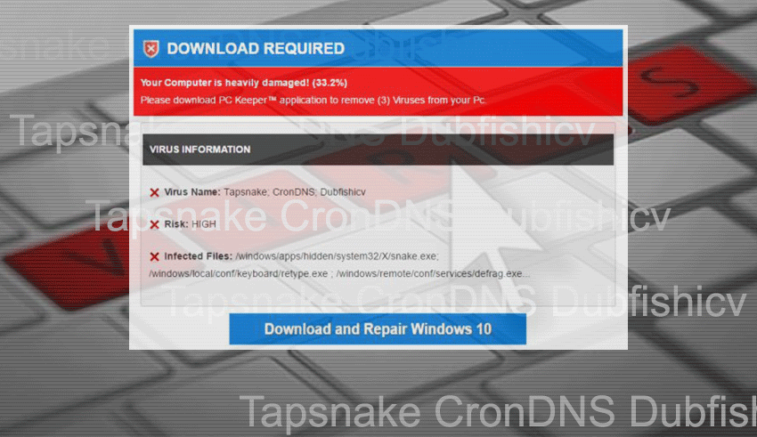 Tapsnake, CronDNS, Dubfishicv virus removal from Windows 7/8/10