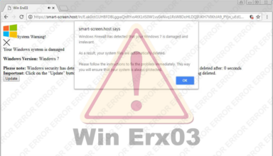 Remove Win Erx03 warning message virus