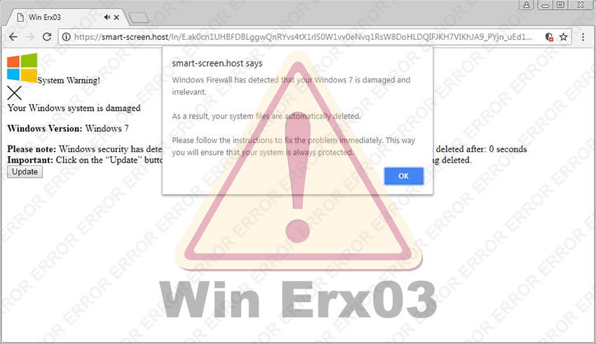 Remove Win Erx03 warning message virus