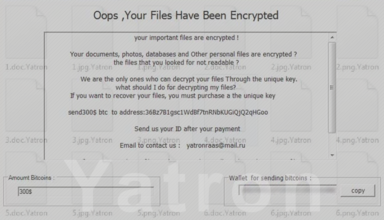 Yatron ransomware decryptor and removal guide