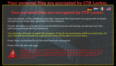 “Your personal files are encrypted by CTB Locker”: decrypt and remove ransomware virus