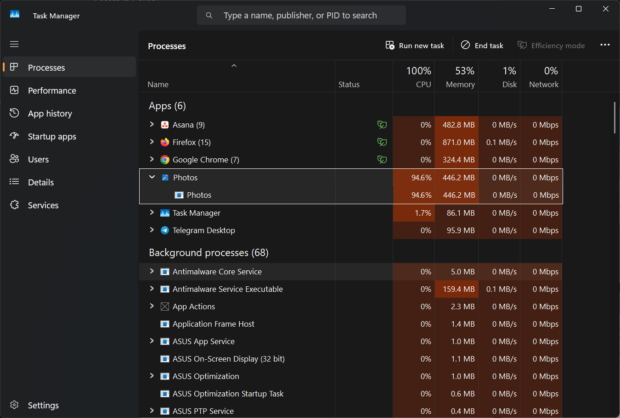Photos.exe High CPU Usage