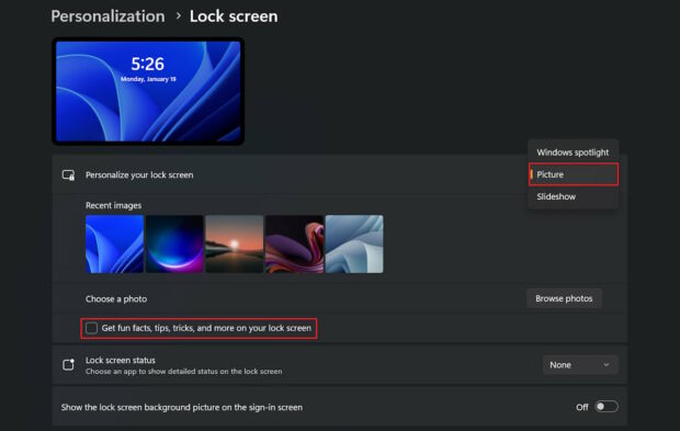 Method 1: Disable Windows Spotlight on the Lock Screen